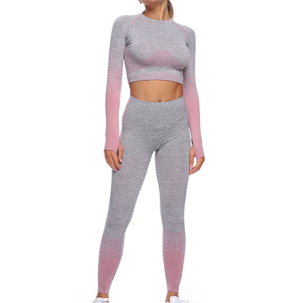 2 Piece Set Amelia Activewear Harmony Seamless Workout Leggings & Top Size M